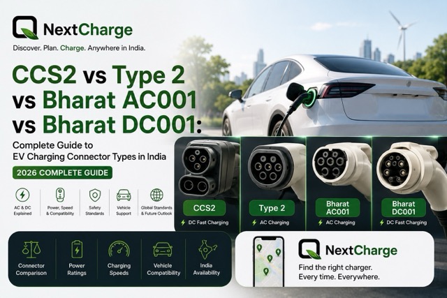 CCS2 vs Type 2 vs Bharat AC001 vs Bharat DC001: Complete Guide to EV Charging Connector Types in India (2026)